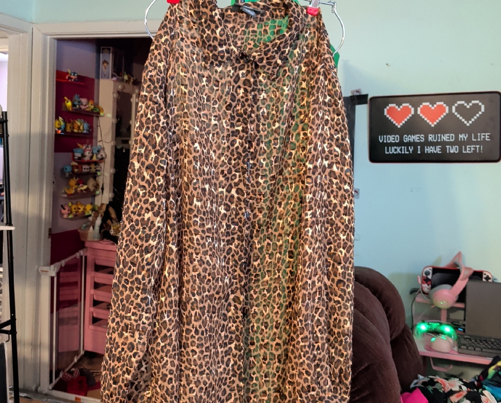 Notations Leopard Print Button Down Shirt